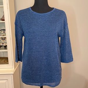 J Jill Blue Knit Top, Size XS Petite